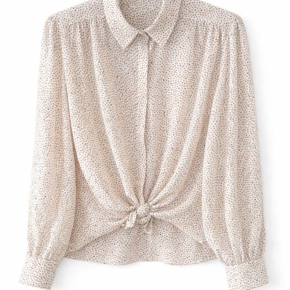 Neil Martin Vintage shoulder pad Polka Dot Blouse Size 16/L Long Sleeve